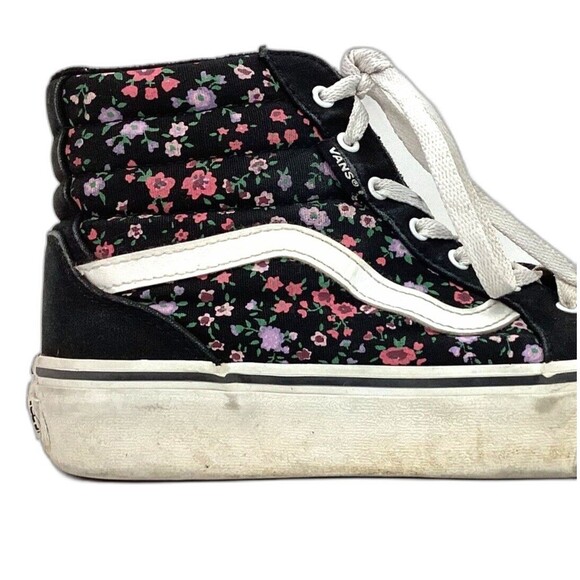 Vans OTW -Women's Sz 6 - Sk8 Hi -Black/Mini Flowers -Floral Skate Shoes - 721356 - Picture 5 of 11